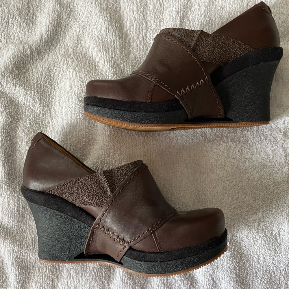 Brown 2” wedge booties